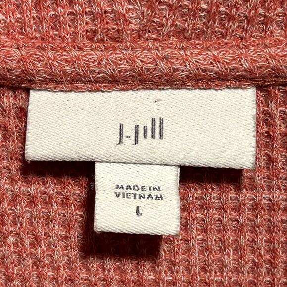 J. JILL Top Size L Cowl Neck Waffle Knit Rusched Side Ties Pullover - Picture 3 of 8